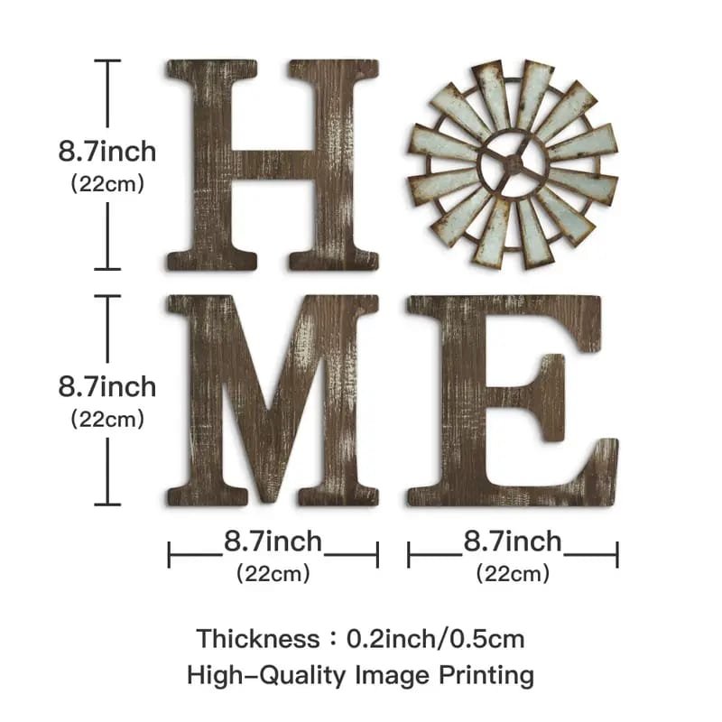 Laser Cut Rustic Home Letters Decor Wooden Home Sign With Wooden Windmill
