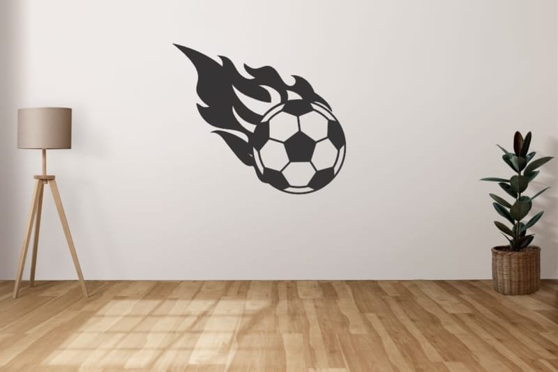Laser Cut Flaming Soccer Ball Wall Decor – Sports and Football Wall Decals