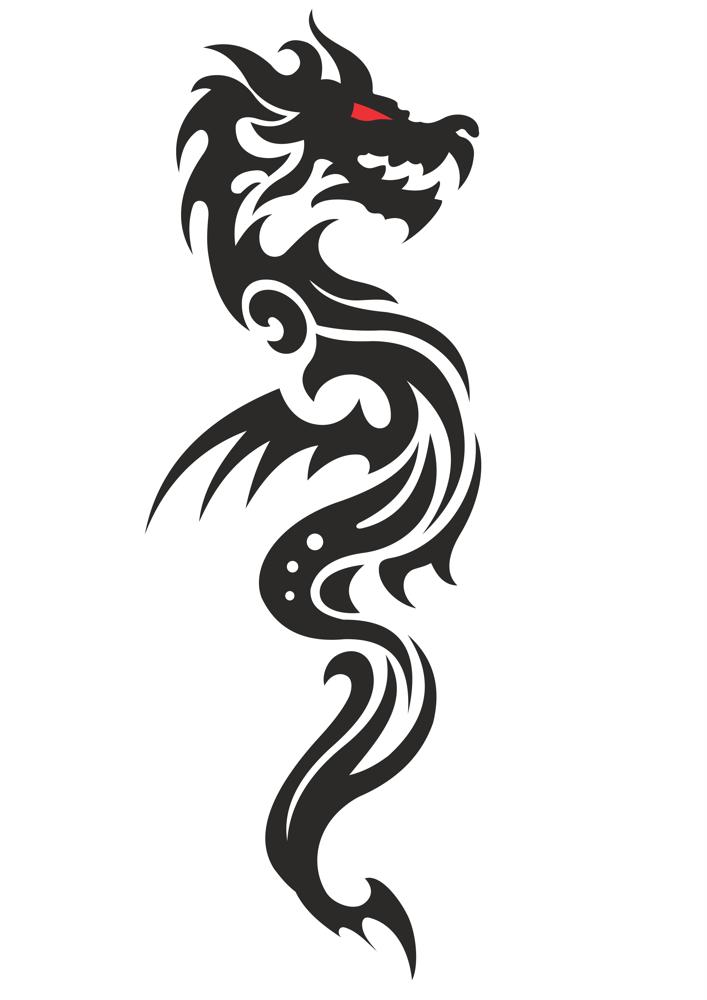 Vetor de desenho de tatuagem de dragão tribal legal