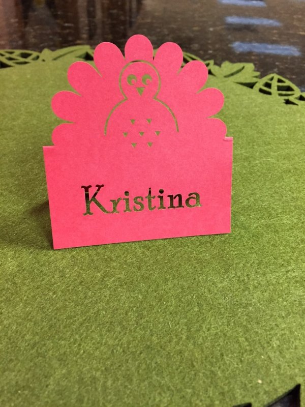 Laser Cut Thanksgiving Turkey Place Card