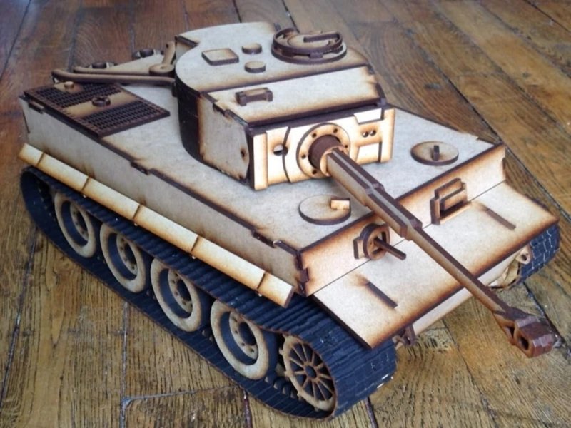 Laser Cut Tiger E Tank 3D Model SVG File