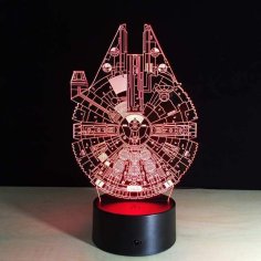 Laser Cut Millennium Falcon 3D Illusion Lamp Free Vector