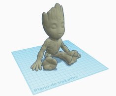 Baby Groot Vase With Water Drain (Low Res) 3D Printer Model