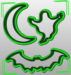 Set 1 – Halloween Cookie Cutter Set 1: Moon, Ghost, Bat 3D Printer Model