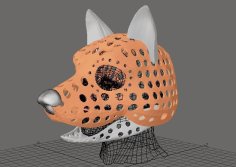 Fursuit- Or Puppet-head Base – Version 66 – Wolf – Short Muzzle 3D Printer Model