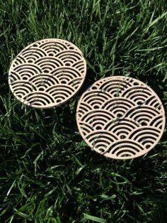 Laser Cut Wooden Trivet Seigaiha Adjusted