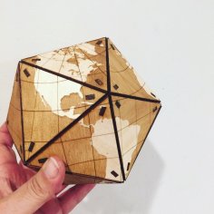 Laser Cut Dymaxion Globe – Tabbed Wooden Vertices – K40 Whisperer