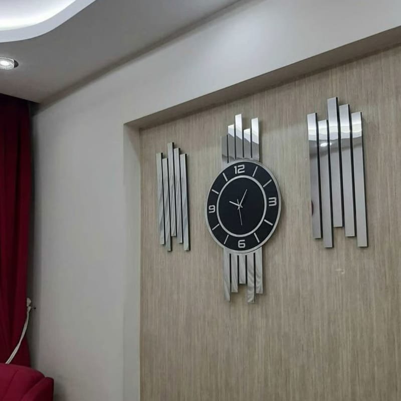 Laser Cut 3-Piece Modern Wall Clock Mirrored Plexiglass