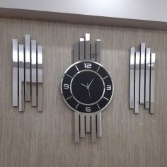 Laser Cut 3-Piece Modern Wall Clock Mirrored Plexiglass