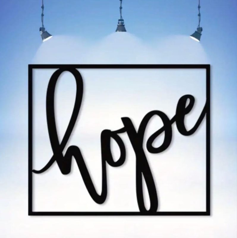 Laser Cut Hope Metal Sign, Cursive Hope Wall Decor