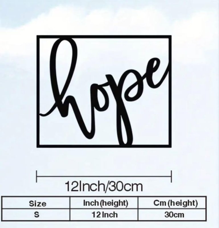 Laser Cut Hope Metal Sign, Cursive Hope Wall Decor