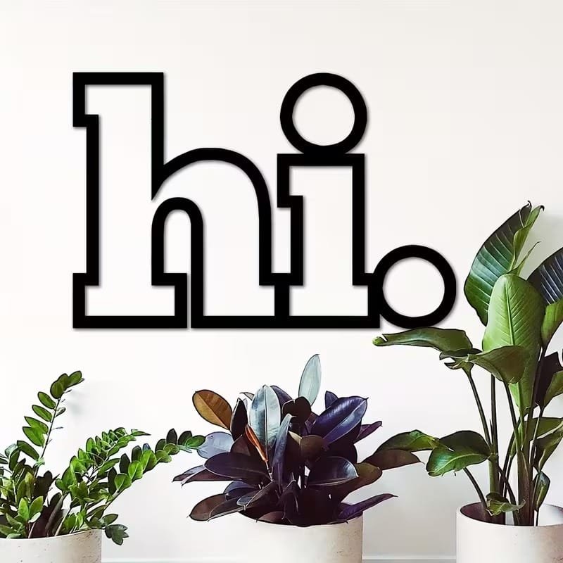 Laser Cut Metal Hi Welcome Sign Modern Front Door Decor