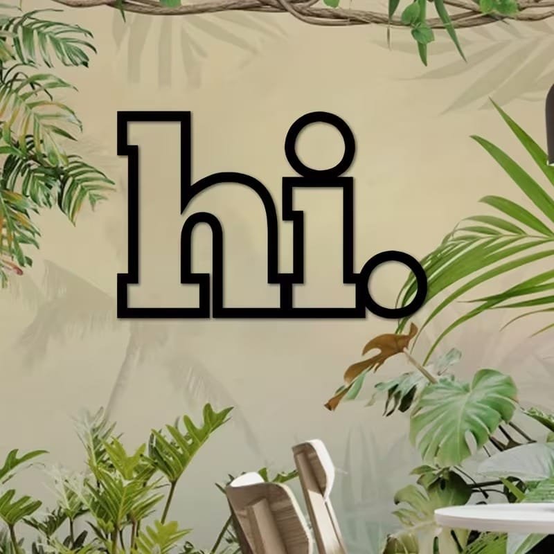 Laser Cut Metal Hi Welcome Sign Modern Front Door Decor