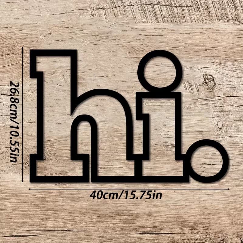 Laser Cut Metal Hi Welcome Sign Modern Front Door Decor