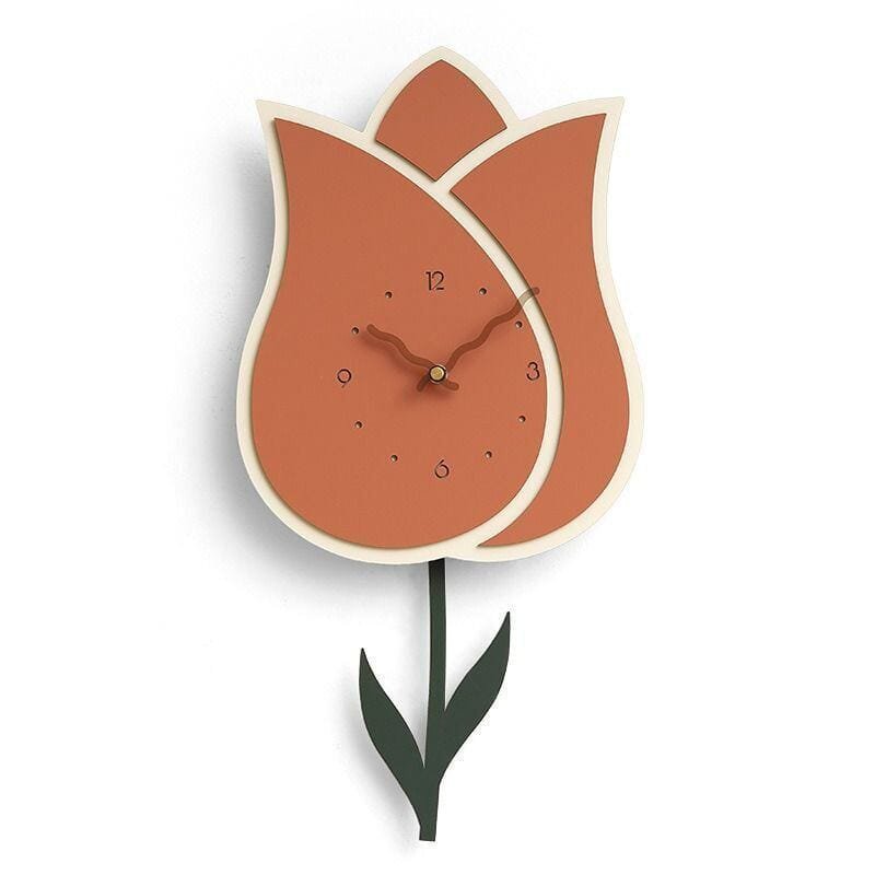 Laser Cut Tulip Wall Clock Modern Living Room Decor