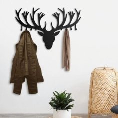 Laser Cut Deer Antler Metal Wall Hanger, Decorative Metal Coat Rack