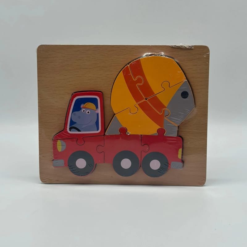 Laser Cut Cement Truck Shape Wooded Puzzle Toddler Puzzles