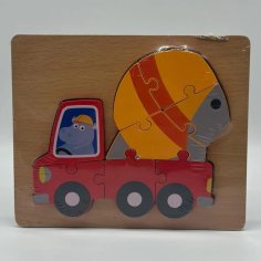 Laser Cut Cement Truck Shape Wooded Puzzle Toddler Puzzles