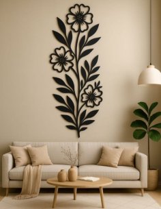 Laser Cut Floral Minimalist Metal Wall Art