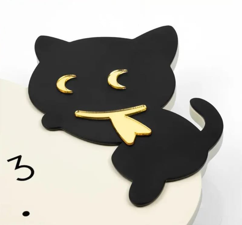 Laser Cut Modern Creative Clock with Cloud and Cat