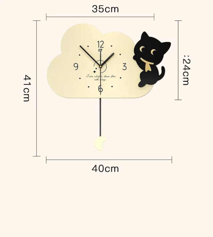 Laser Cut Modern Creative Clock with Cloud and Cat