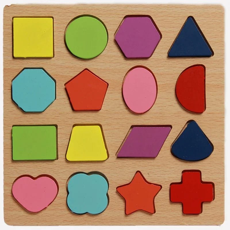 Laser Cut Montessori Wooden Geometric Shape Puzzle Board