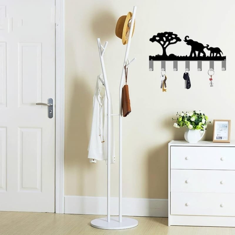 Laser Cut Decorative Elephant Metal Key Rack, Safari Key Holder Organizer for Entryway, Kitchen, Hallway