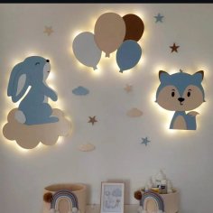 Laser Cut Kids Room Wall Decoration Night Light Lamp