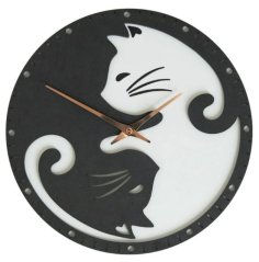 Laser Cut Yin Yang Cat Wall Clock