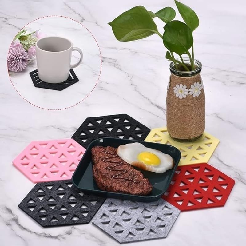 Laser Cut Hexagon Felt Coasters