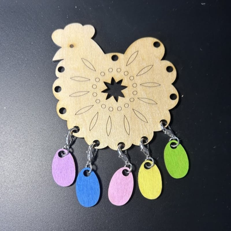 Laser Cut Wooden Chicken With Egg Stitch Markers, Stitch Marker Holder, Stitch Marker Organizer