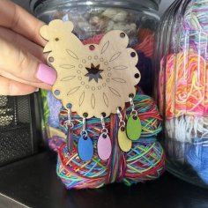 Laser Cut Wooden Chicken With Egg Stitch Markers, Stitch Marker Holder, Stitch Marker Organizer