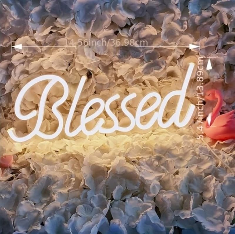 Laser Cut Blessed Neon Sign Wall Decor, Blessed LED Neon Light Wedding Decor
