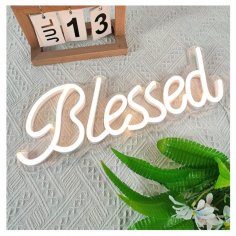 Laser Cut Blessed Neon Sign Wall Decor, Blessed LED Neon Light Wedding Decor