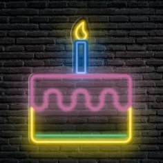 Laser Cut Cake Neon Sign Birthday Bakery Neon Sign