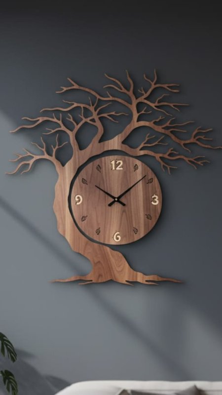 Laser Cut Wooden Tree Wall Clock