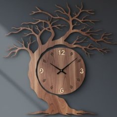 Laser Cut Wooden Tree Wall Clock