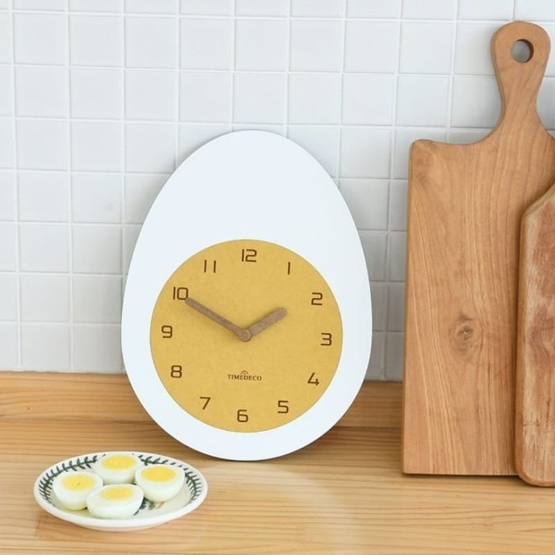 Laser Cut Egg Shaped Wall Clock, Egg Kitchen Clock, Modern Wall Decor