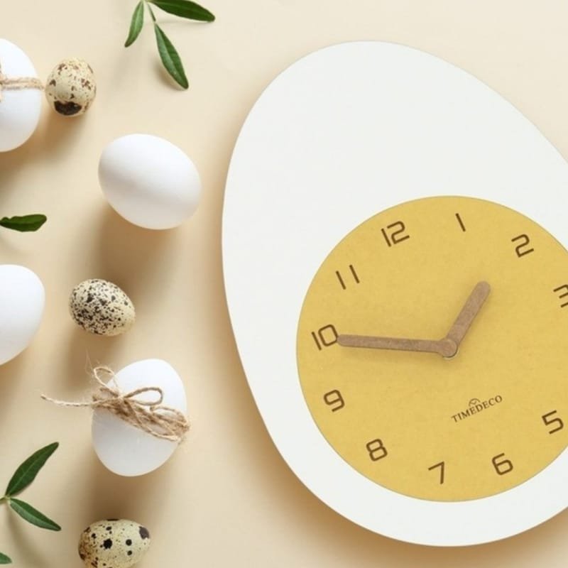 Laser Cut Egg Shaped Wall Clock, Egg Kitchen Clock, Modern Wall Decor