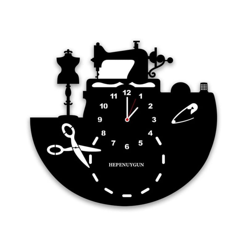 Laser Cut Tailor Wall Clock Sewing Machine Clock