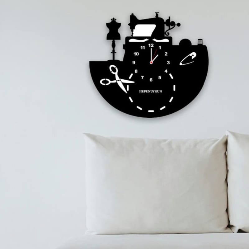 Laser Cut Tailor Wall Clock Sewing Machine Clock