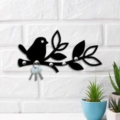 Laser Cut Decorative Birds Family Key Holder