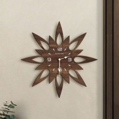 Laser Cut Wooden Star Geometric Wall Clock Unique Modern