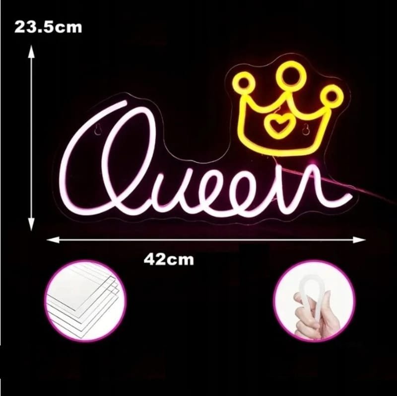 Laser Cut Queen Neon Sign, Girl Room Decor Queen Crown LED Neon Light