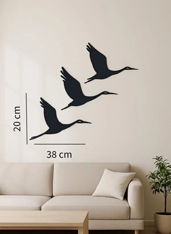 Laser Cut Flying Cranes Metal Wall Art, Birds Wall Decor