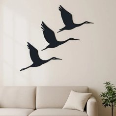 Laser Cut Flying Cranes Metal Wall Art, Birds Wall Decor