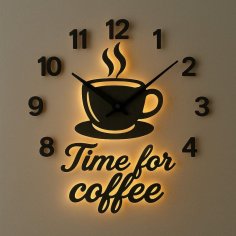 Laser Cut Coffee Cup Coffee Time DIY 3D Acrylic Wall Clock