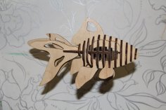鱼 3D 拼图激光切割图案