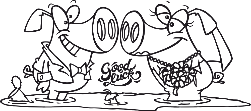 Cérémonie de cochon de dessin animé de vecteur