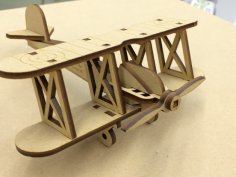 Bi Plane 0.125in Wooden Toy Airplane Laser Cut Free Vector